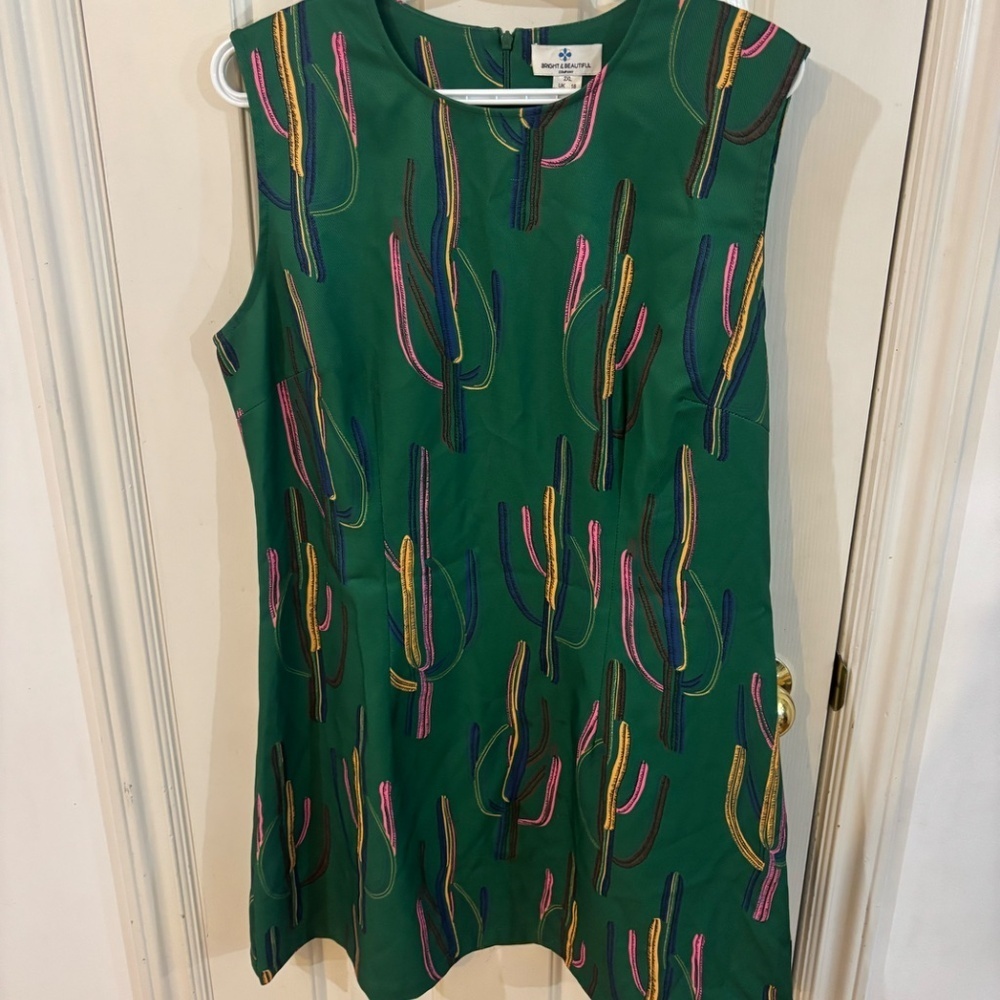 Plus size green vintage style dress with cactus dress + accepting offers
